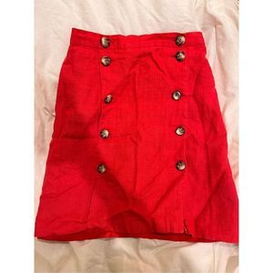 100% Linen harve benard by benard Holtzman Coral Tortoise Shell Button Up Skirt